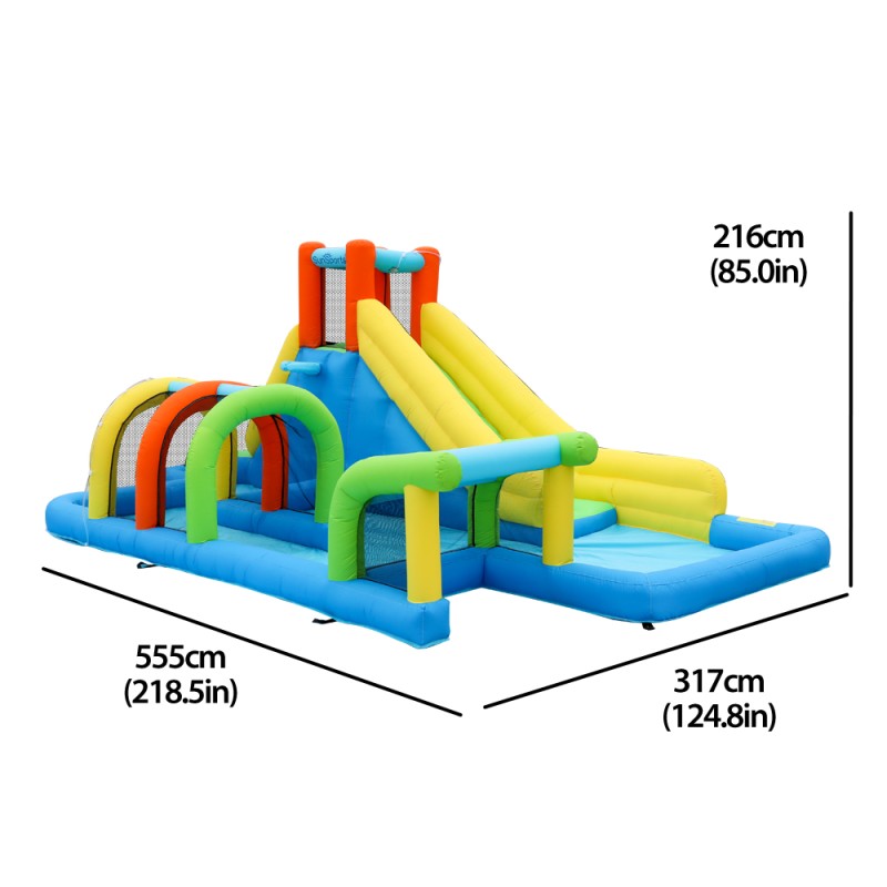 SunSports Φουσκωτό Τραμπολίνο με νεροτσουλήθρα αναρρίχηση τούνελ τέρμα μπασκέτα και μπαλοπισίνα