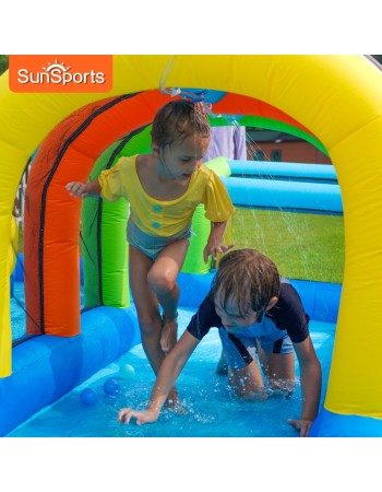 SunSports Φουσκωτό Τραμπολίνο με νεροτσουλήθρα αναρρίχηση τούνελ τέρμα μπασκέτα και μπαλοπισίνα