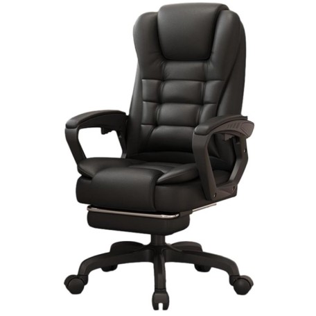 Καρέκλα Γραφείου Διευθυντική με μπράτσα και ανάκληση Δερματίνης Μαύρο 115-125x64x70cm