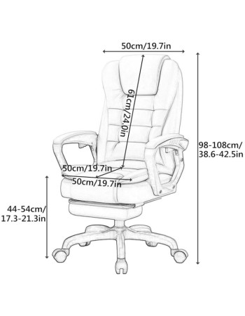 Καρέκλα Γραφείου Διευθυντική με μπράτσα και ανάκληση Δερματίνης λευκή 115-125x64x70cm