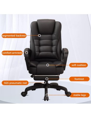 Καρέκλα Γραφείου Διευθυντική με μπράτσα και ανάκληση Δερματίνης λευκή 115-125x64x70cm