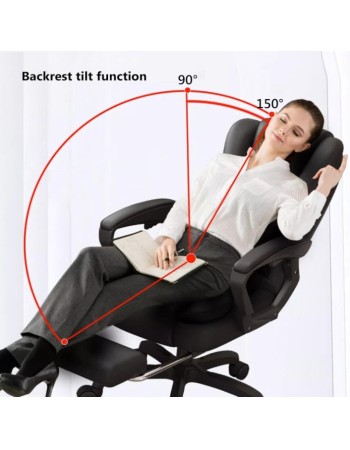 Καρέκλα Γραφείου Διευθυντική με μπράτσα και ανάκληση Δερματίνης λευκή 115-125x64x70cm