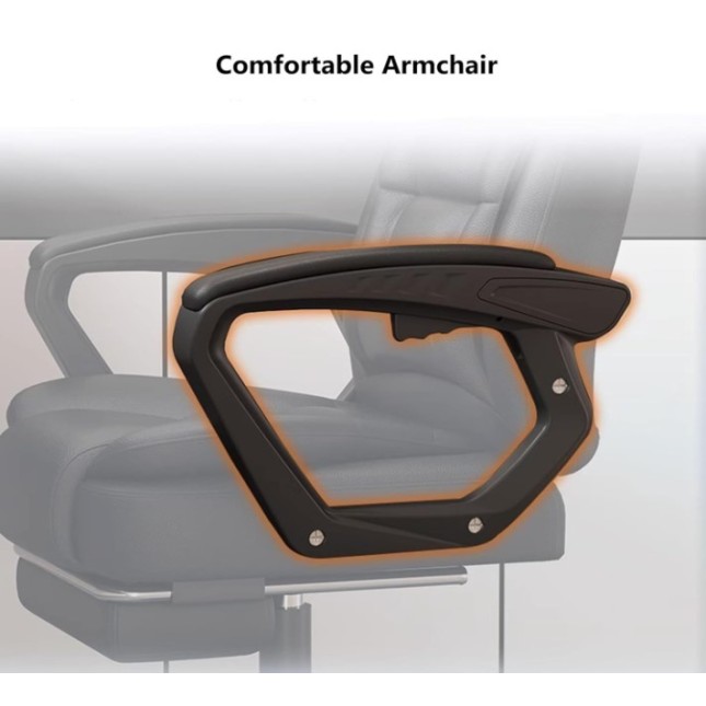 Καρέκλα Γραφείου Διευθυντική με μπράτσα και ανάκληση Δερματίνης λευκή 115-125x64x70cm