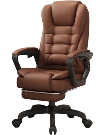 Καρέκλα Γραφείου Διευθυντική με μπράτσα και ανάκληση Δερματίνης Καφέ Σκούρο 115-125x64x70cm
