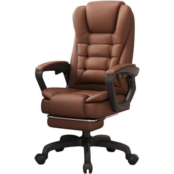 Καρέκλα Γραφείου Διευθυντική με μπράτσα και ανάκληση Δερματίνης Καφέ Σκούρο 115-125x64x70cm