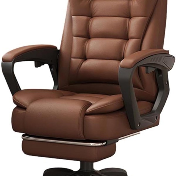 Καρέκλα Γραφείου Διευθυντική με μπράτσα και ανάκληση Δερματίνης Καφέ Σκούρο 115-125x64x70cm