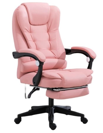 Καρέκλα Γραφείου Διευθυντική με μπράτσα και ανάκληση Δερματίνης ροζ 115-125x64x70cm