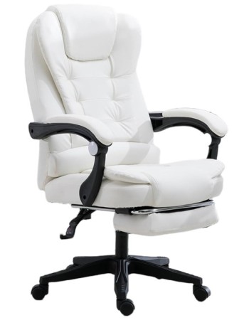 Καρέκλα Γραφείου Διευθυντική με μπράτσα και ανάκληση Δερματίνης λευκή 115-125x64x70cm