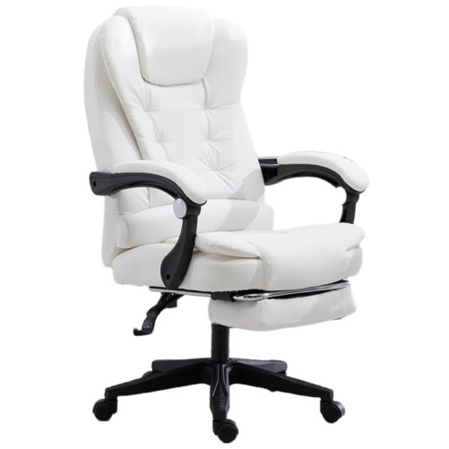 Καρέκλα Γραφείου Διευθυντική με μπράτσα και ανάκληση Δερματίνης λευκή 115-125x64x70cm