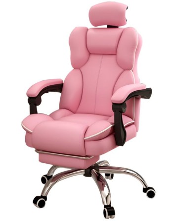 Καρέκλα Γραφείου Διευθυντική με μπράτσα και ανάκληση Δερματίνης ροζ 109-117x73x65cm