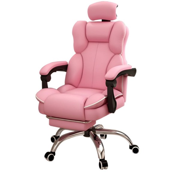 Καρέκλα Γραφείου Διευθυντική με μπράτσα και ανάκληση Δερματίνης ροζ 109-117x73x65cm