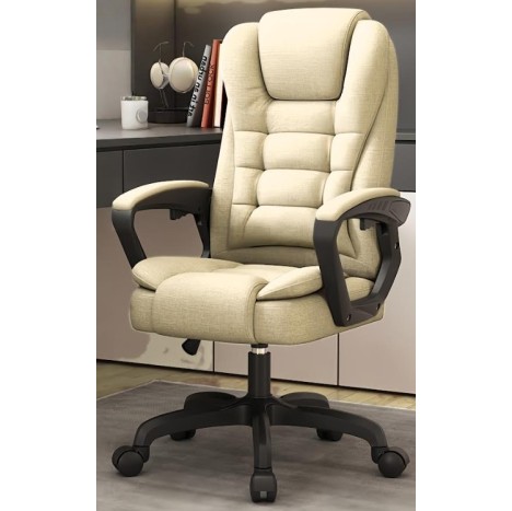 Καρέκλα Γραφείου Διευθυντική με ανάκληση και βάση χρωμίου Δερματίνης Λευκή 111-120x60x58cm