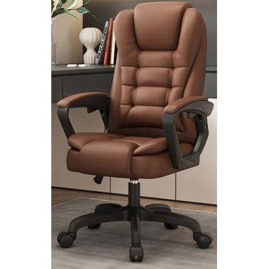 Καρέκλα Γραφείου Διευθυντική με ανάκληση και βάση χρωμίου Δερματίνης καφέ σκούρο 111-120x60x58cm