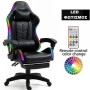 Καρέκλα Γραφείου Δερματίνης Gaming Shadow με φώτα LED και υποπόδιο σε μαύρο χρώμα 112-122x60x48cm Καρέκλα Γραφείου Δερματίνης Gaming Shadow με φώτα LED και υποπόδιο σε μαύρο χρώμα 112-122x60x48cm
