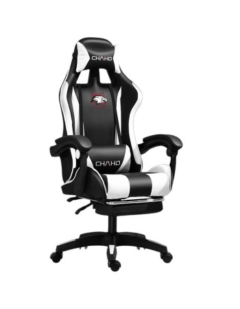 Καρέκλα Γραφείου Δερματίνης Gaming με υποπόδιο μαύρη λευκή 112-122x60x48cm