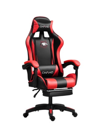 Καρέκλα Γραφείου Δερματίνης Gaming με υποπόδιο μαύρη κόκκινη 112-122x60x48cm