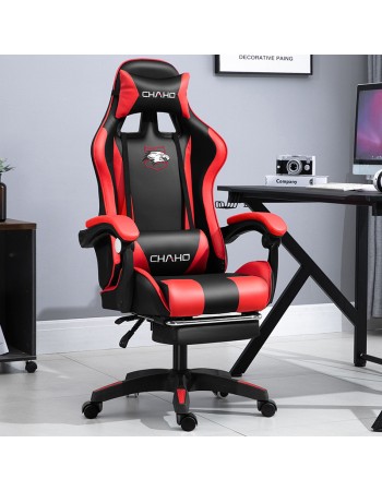 Καρέκλα Γραφείου Δερματίνης Gaming με υποπόδιο μαύρη κόκκινη 112-122x60x48cm