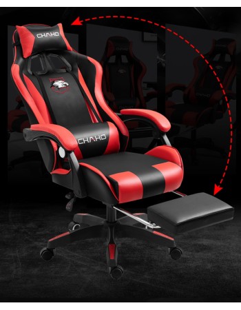 Καρέκλα Γραφείου Δερματίνης Gaming με υποπόδιο μαύρη 112-122x60x48cm