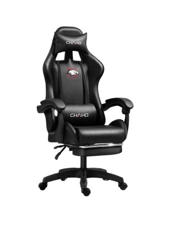 Καρέκλα Γραφείου Δερματίνης Gaming με υποπόδιο μαύρη 112-122x60x48cm