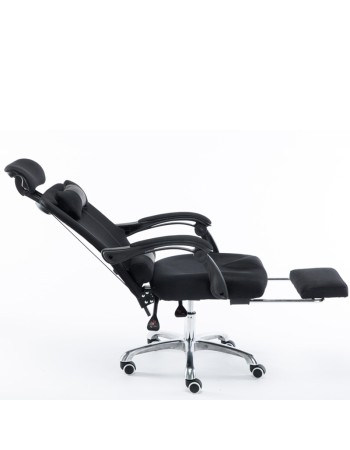 Καρέκλα Γραφείου υφασμάτινη με μπράτσα ανάκληση και υποπόδιο Μαύρο 113-121x69x64cm