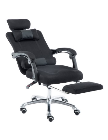 Καρέκλα Γραφείου υφασμάτινη με μπράτσα ανάκληση και υποπόδιο Μαύρο 113-121x69x64cm