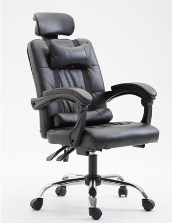 Καρέκλα Γραφείου Δερματίνης με μπράτσα και ανάκληση  Μαύρη 113-121x69x64cm