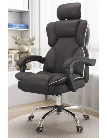 Καρέκλα Γραφείου Διευθυντική με μπράτσα και ανάκληση Δερματίνης Μαύρο 113-121x69x64cm