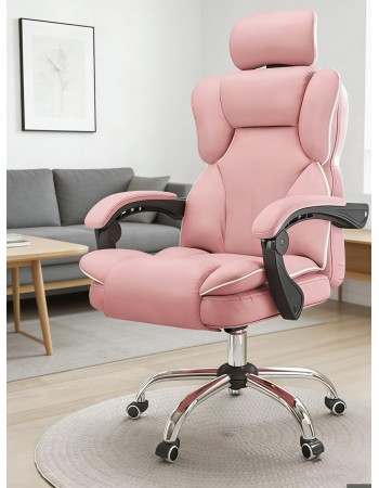Καρέκλα Γραφείου Διευθυντική με μπράτσα και ανάκληση Δερματίνης Ροζ 113-121x69x64cm