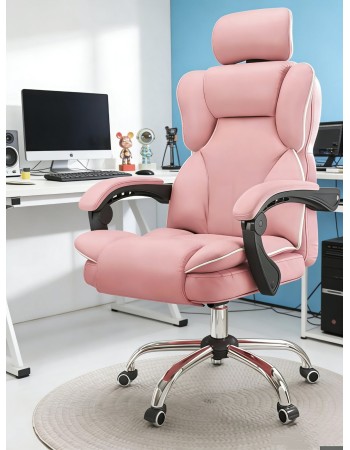 Καρέκλα Γραφείου Διευθυντική με μπράτσα και ανάκληση Δερματίνης Ροζ 113-121x69x64cm