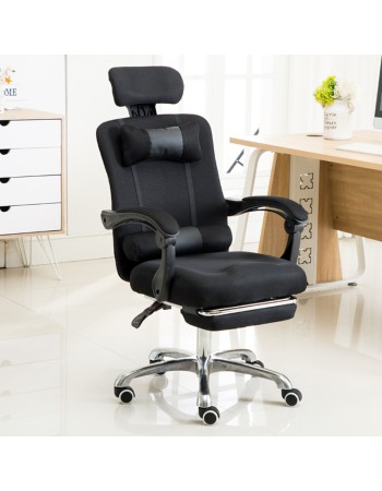 Καρέκλα Γραφείου υφασμάτινη με μπράτσα ανάκληση και υποπόδιο Μαύρο 113-121x69x64cm