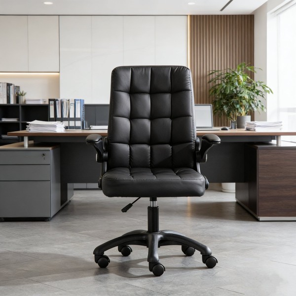 Καρέκλα Γραφείου Διευθυντική δερματίνης 97-107x45x45cm σε καφέ χρώμα