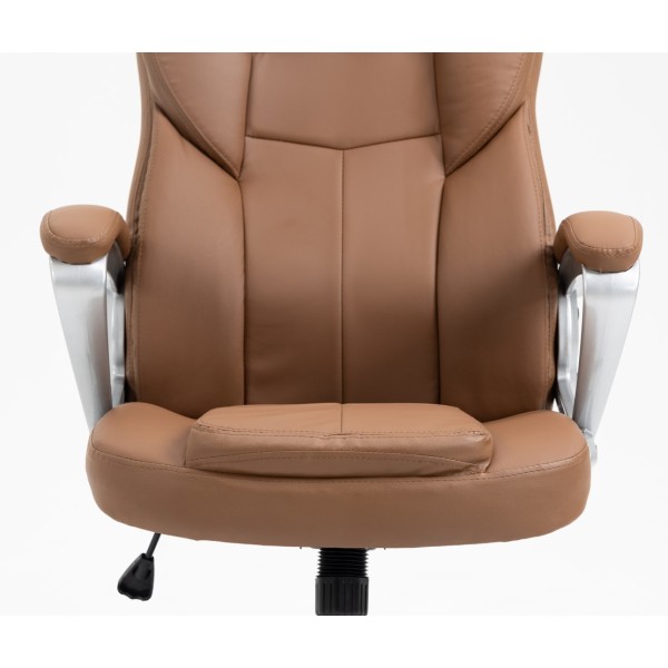 ΕΚΘΕΣΙΑΚΉ Καρέκλα Γραφείου Διευθυντική με μπράτσα και ανάκληση Δερματίνης Cappuchino 113-121x69x64cm