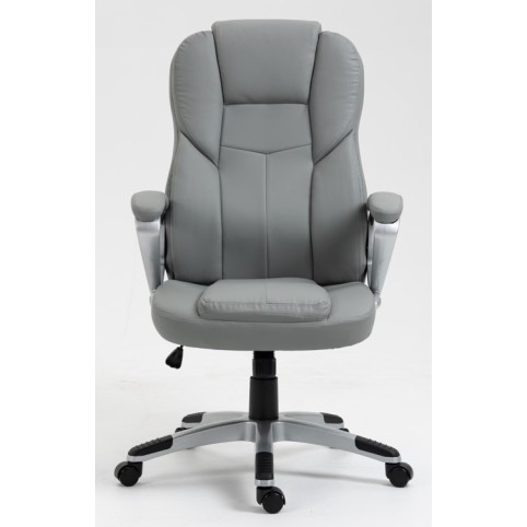 Καρέκλα Γραφείου Διευθυντική με μπράτσα και ανάκληση Δερματίνης Grey 113-121x69x64cm