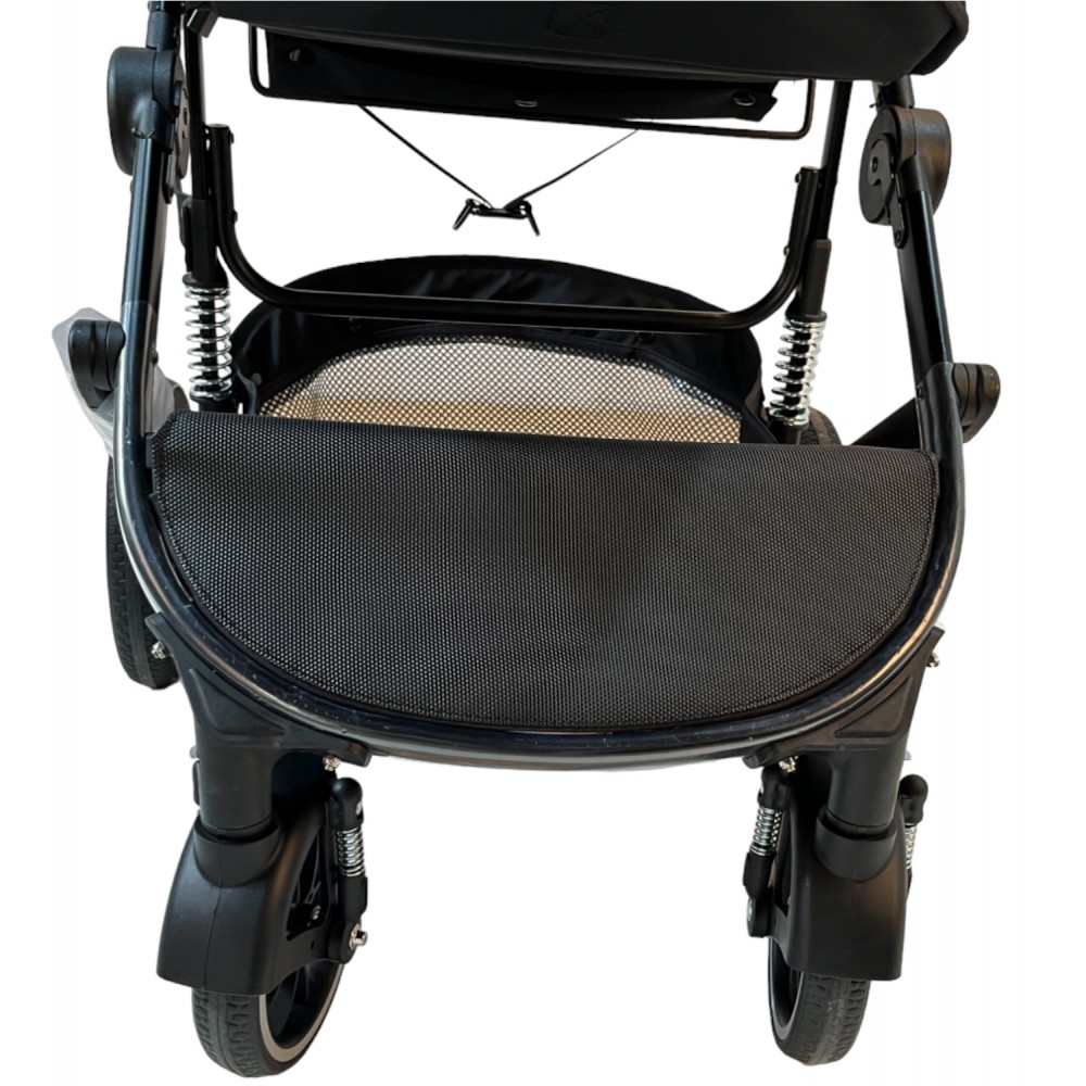 3 in 1 multi stroller Milan with car seat and foot cover for age 0 to 36 months grey with black frame