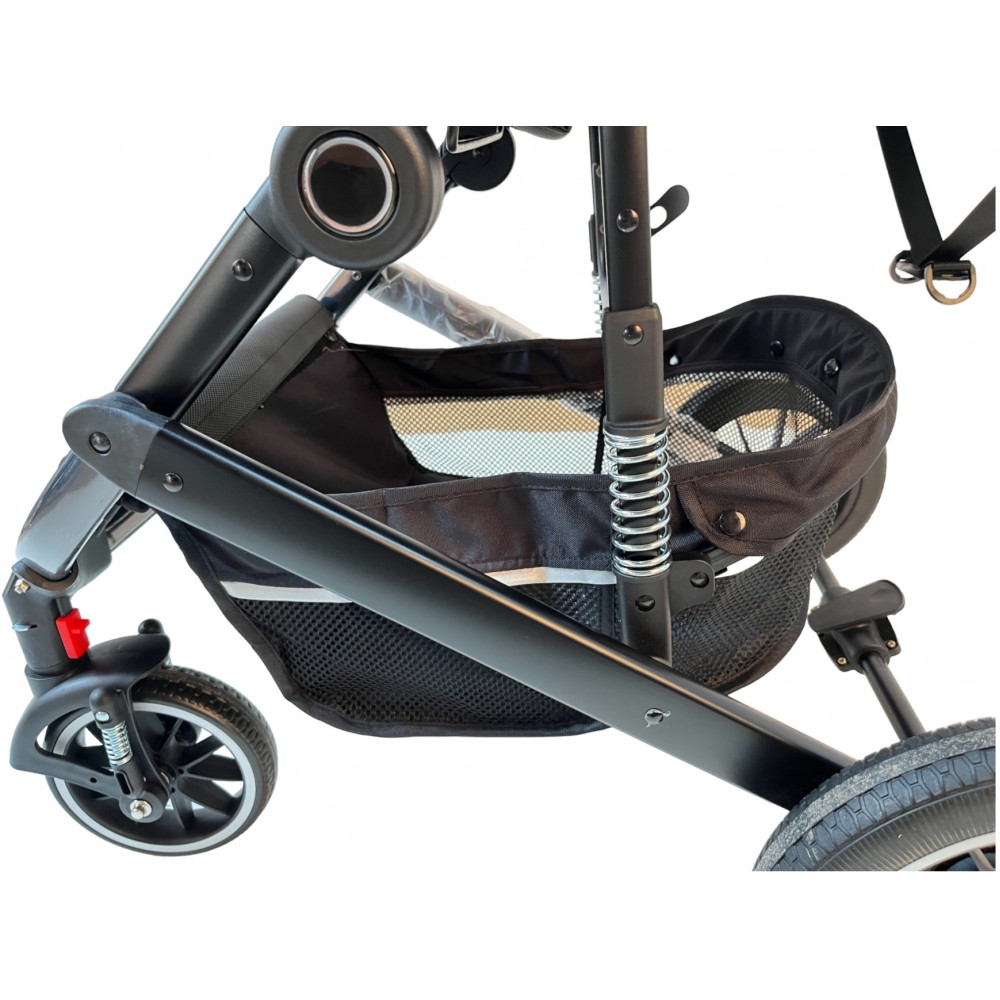 3 in 1 multi stroller Milan with car seat and foot cover for age 0 to 36 months grey with black frame