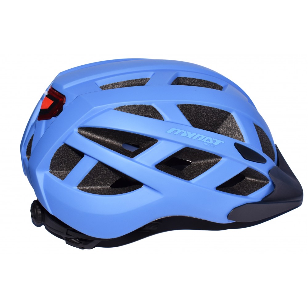 Bike helmet MY NAT with canopy and LED lights in blue color