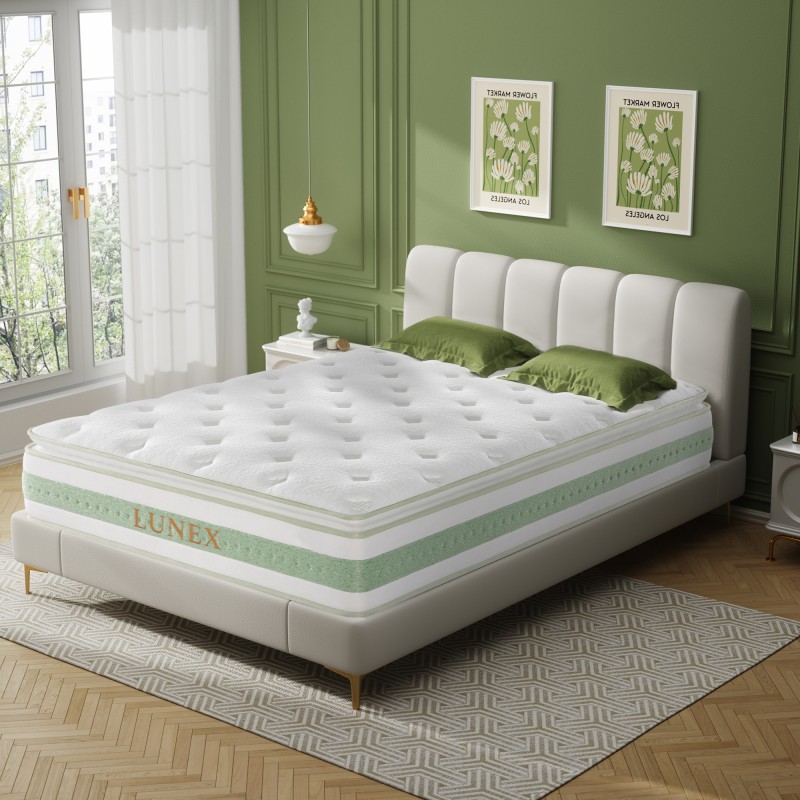 Στρώμα ύπνου Υπέρδιπλο Lunex Green Lux 160x200x25cm με ελατήρια τύπου pocket υψηλής συμπίεσης