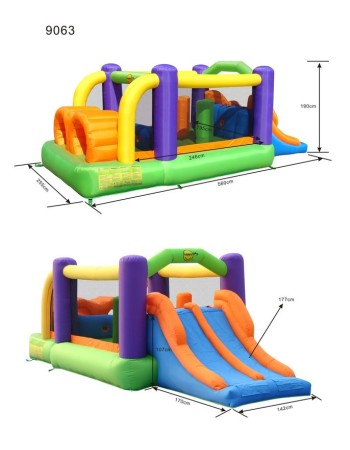 Happy Hop Φουσκωτό Τραμπολίνο με Διπλή Τσουλήθρα Obstacle Course Bouncer Happy Hop Φουσκωτό Τραμπολίνο με Διπλή Τσουλήθρα Obstacle Course Bouncer