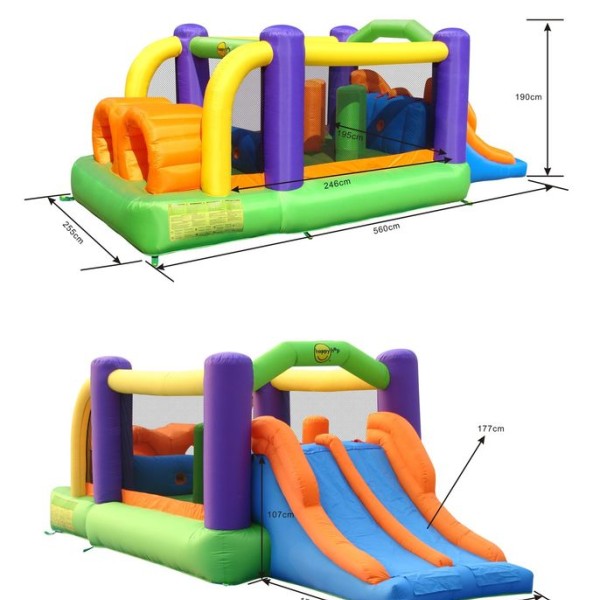 Happy Hop Φουσκωτό Τραμπολίνο  με Διπλή Τσουλήθρα Obstacle Course Bouncer 