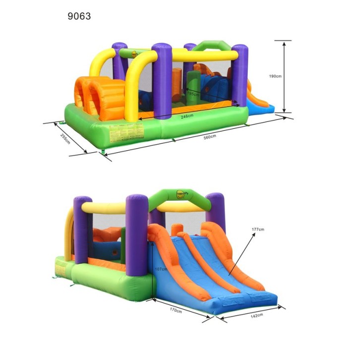 Happy Hop Φουσκωτό Τραμπολίνο με Διπλή Τσουλήθρα Obstacle Course Bouncer Happy Hop Φουσκωτό Τραμπολίνο με Διπλή Τσουλήθρα Obstacle Course Bouncer