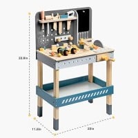 ROBOTIME Ξύλινος παιδικός πάγκος εργασίας με εργαλεία 43 τεμαχίων 55x29x86cm