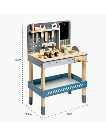 ROBOTIME Ξύλινος παιδικός πάγκος εργασίας με εργαλεία 43 τεμαχίων 55x29x86cm