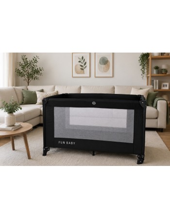 Παρκοκρέβατο μωρού αναδιπλούμενο Fun Baby 125x62x75cm σε μαύρο