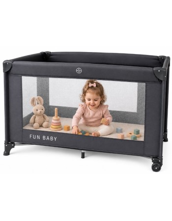 Παρκοκρέβατο μωρού αναδιπλούμενο Fun Baby 125x62x75cm σε γκρι