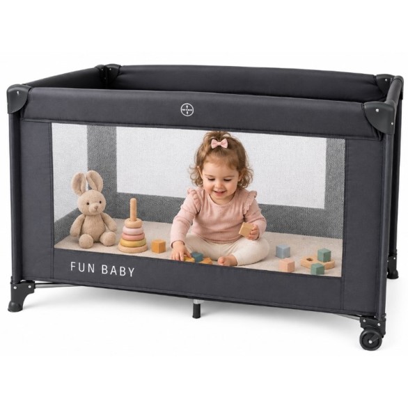 Παρκοκρέβατο μωρού αναδιπλούμενο Fun Baby 125x62x75cm σε γκρι