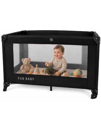 Παρκοκρέβατο μωρού αναδιπλούμενο Fun Baby 125x62x75cm σε μαύρο