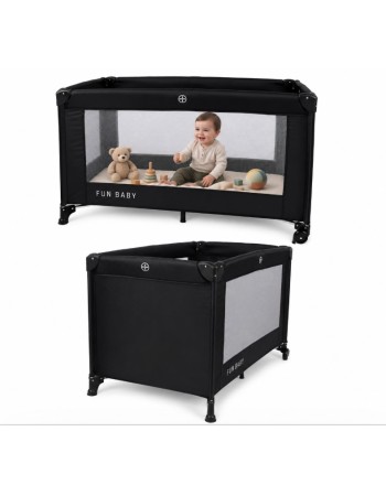 Παρκοκρέβατο μωρού αναδιπλούμενο Fun Baby 125x62x75cm σε μαύρο