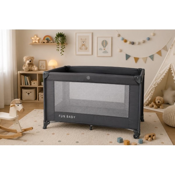 Παρκοκρέβατο μωρού αναδιπλούμενο Fun Baby 125x62x75cm σε γκρι