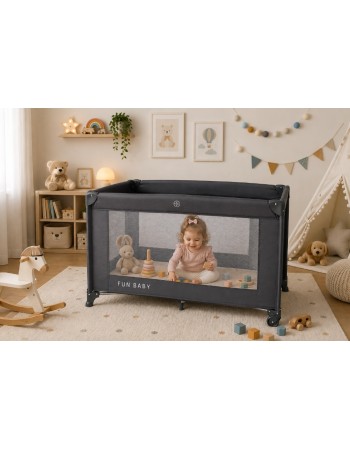 Παρκοκρέβατο μωρού αναδιπλούμενο Fun Baby 125x62x75cm σε γκρι