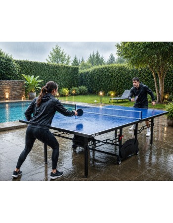 Εξωτερικού χώρου Τραπέζι Ping Pong αναδιπλούμενο με αξεσουάρ και ρόδες μεταφοράς 274x152x76cm